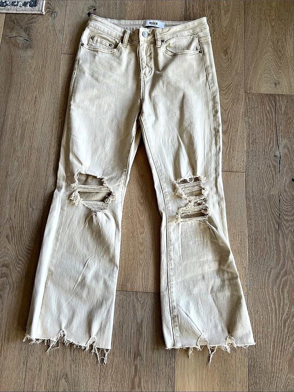 Mica Denim wide-leg jeans in Cream Waist 28